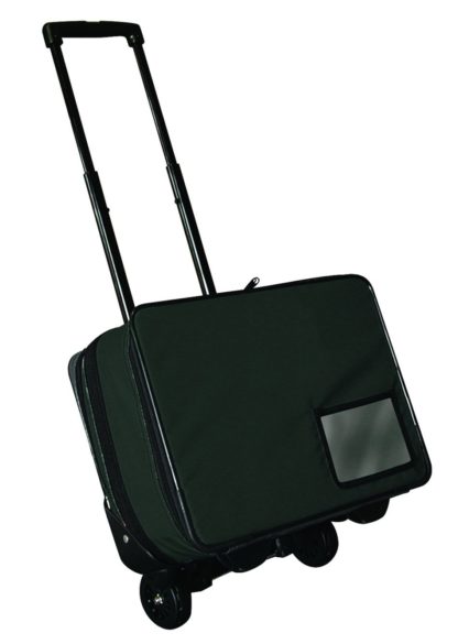 Black rolling briefcase on a white background